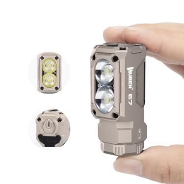 Imagem de Minilanterna WUBEN E7 1800 lm superbrilhante, com ímã, 6 modos, para o dia a dia, LED recarregável tipo C, IP68, tipo de bolso para uso como lanterna de cabeça, resgate, acampamento, cáqui