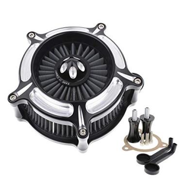 Imagem de Filtro de filtro de ar de turbina, cinza, entrada de elemento adequado para Harley Softail Fatboy Dyna Low Rider Touring Electra Glide (estilo 1)