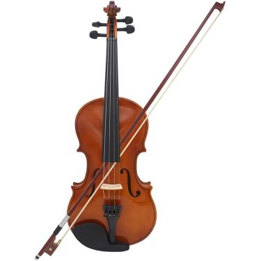 Imagem de Violino acústico profissional natural para iniciantes, 1/8,1/4,1/2,3/4,4/4 Acabamento fosco Instrumentos musicais para iniciantes de violino de madeira sólida para crianças e adultos, com es