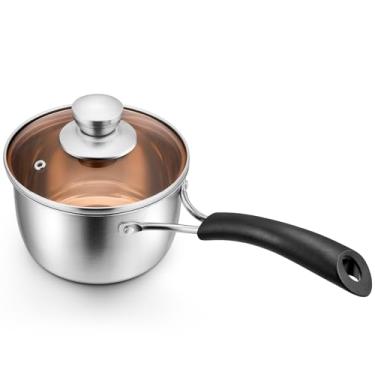 Imagem de (New upgraded 0.9l) - P & P CHEF 0.9l Saucepan, Stainless Steel Saucepan with Lid, Small Sauce for Home kitchen Restaurant Cooking, Easy Clean and Dishwasher Safe