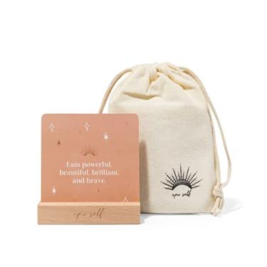 Imagem de Cartões de afirmação positiva para mulheres | amor próprio e abundância | 31 cartões motivacionais exclusivos com suporte de mesa de bloco de madeira | Citações diárias poderosas de atenção plena para abundância, manifestação e meditação (abundância)