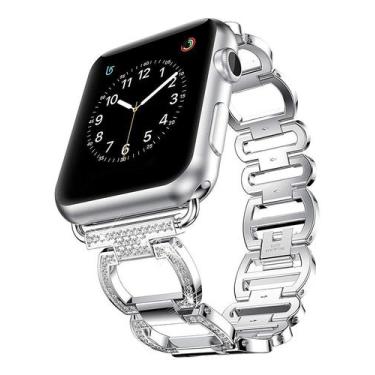 Imagem de Pulseira Elos Aro Diamante Prata Compatível Apple Watch 40mm - Baú do 