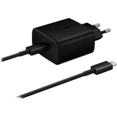Imagem de Carregador compatível para Samsung Preto Usb Tipo C 45W Turbo Completo