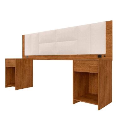 Imagem de Cabeceira Estofada Cama Casal Mumbai C/led Fre/bouclé Off White - M.a