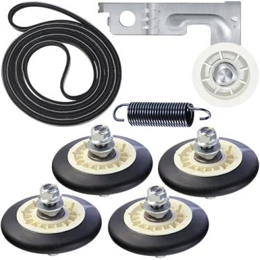 Imagem de Lunarlipes Kit de rolos de secadora atualizado compatível com peças de secadora LG Kenmore inclui rolo de tambor 4581EL2002C correia secadora 4400EL2001A e polia intermediária 4561EL3002A, os modelos