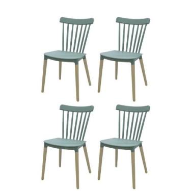 Imagem de Kit 4 Cadeiras Janaína Midi Rivatti Polipropileno Verde Menta Base Mad