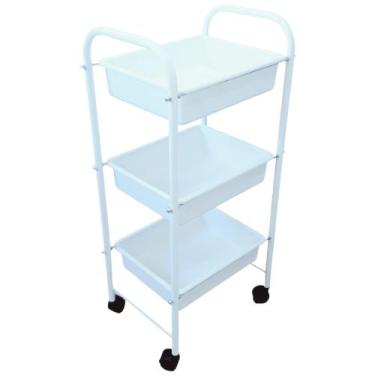 Imagem de Carrinho Auxiliar Cabeleireiro Manicure Salão E Estética - 3 Bandejas 