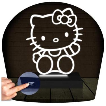 Imagem de Luminária Led 3d  Hello Kitty  Abajur - 3D Fantasy, Branco, Bivolt