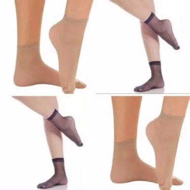 Imagem de 10 Pares Meia Fina Soquete Feminina Cor Pele/ Preto/ Branco - sem, Pre