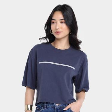 Imagem de Camiseta Calvin Klein Palito Horizontal I Feminina, Marinho, GG