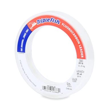 Imagem de Triple Fish Linha de pesca líder de fluorocarbono teste de 11,3 kg, transparente, 0,48 mm/23 m