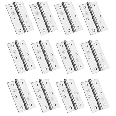Imagem de Kit 12 Dobradiças Silvana em Aço Zincado para Portas e Janelas 2.1/2"