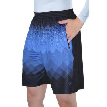 Imagem de Bermuda Elite academia lazer bolsos com zíper até plus size, Royal com