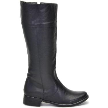 Imagem de Bota Feminina Montaria 100% Couro Bovino Legítimo Cano Alto Salto Baix