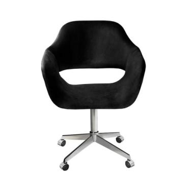 Imagem de Poltrona Decorativa Zara Cadeira Giratória com Rodinhas Salão, Escritó
