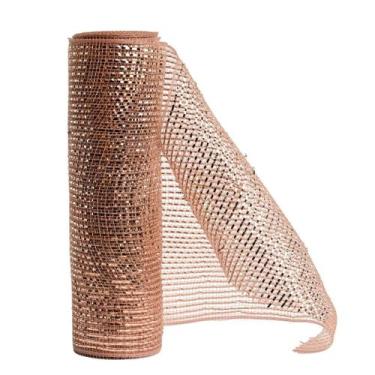 Imagem de Tela Decoração Natal Fita Larga 25cm x 5 metros Rosê Gold - Magizi - Y