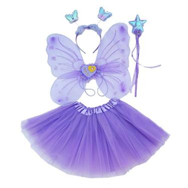 Imagem de Fun Play Fairy Dressing up Costume for Girls – Butterfly Fairy Wings, Tutu, Magic Wand,Headband Costume Set for 3-8 Years