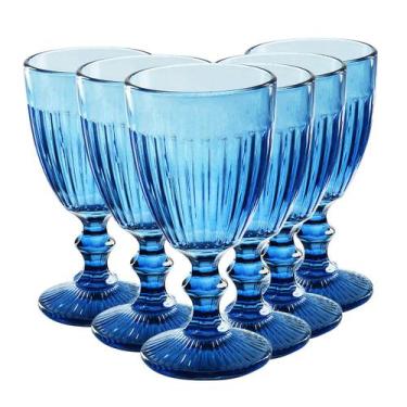 Imagem de Jogo de Taças de Vidro Athena 340ml 6 Unidades - Wincy, Azul