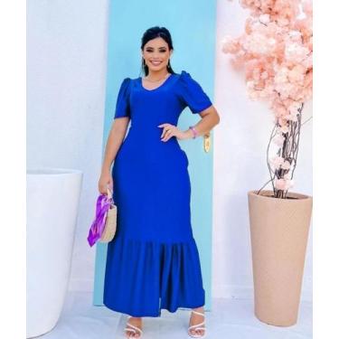 Imagem de Vestido Plus Size Fenda no babado Moda Evangélica Feminina - MISS FLOW
