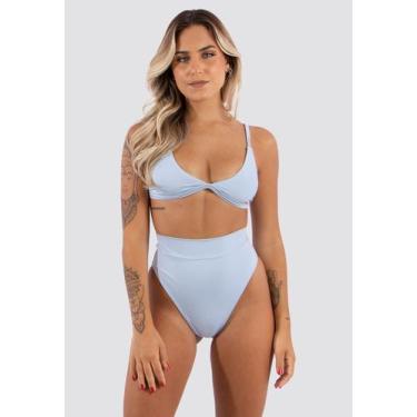 Imagem de Biquini Top Alcinha Calcinha Hot Pant Cintura Alta - Diluxo, G, Azul