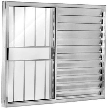 Imagem de Veneziana 3 folhas 1,00x1,20 com grade no alumínio brilhante - Prisma,