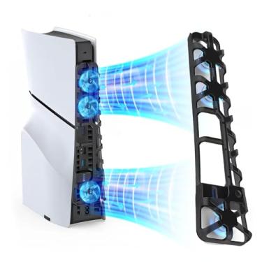 Imagem de ECHZOVE Nova ventoinha de refrigeração fina para PS5, nova estação de resfriamento para Playstation 5 Slim compatível com a versão mais recente PS5 Slim Digital Edition/ PS5 Ultra HD com 3
