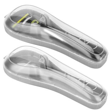 Imagem de Linkidea Estojo com 2 peças, estojo rígido protetor de navalha portátil para viagem, caixa protetora manual compatível com Fusion 5 ProGlide, Sensor 3, SkinGuard, Pace 6 Pro (cinza)