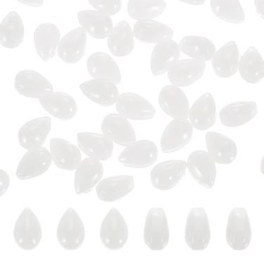 Imagem de PATIKIL Grânulos de gota de vidro tcheco, 50 peças de contas de semente de vidro transparente perfuradas na parte superior contas de gota de chuva de cristal, branco, 6 x 9 mm