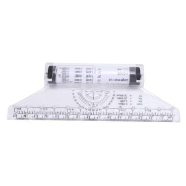 Imagem de Régua de Rolo Transferidor Integrada, Material Plástico, Design de Engrenagem Leve e Portátil Régua de Rolamento de Linha Paralela Multifuncional para Medição de Desenho (15cm)