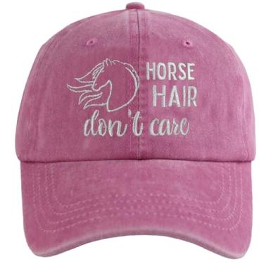 Imagem de Tacoesha Chapéu de cavalo Don't Care, boné de beisebol ajustável bordado de algodão envelhecido presentes para meninas e mulheres, Cavalo bordado rosa, Tamanho Único