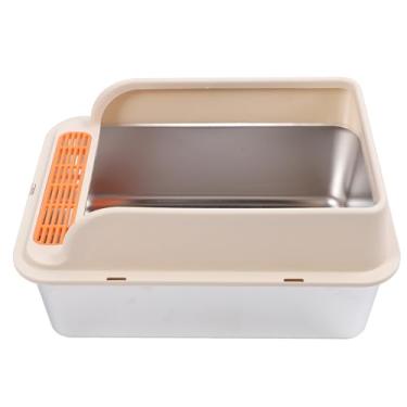 Imagem de Caixa de Areia para Gatos de Aço Inoxidável Fechada, Caixa de Areia de Metal Com Laterais Altas, Anti-respingos, Resistente para Gatos Internos (Tamanho L adequado para 4,43-5,41