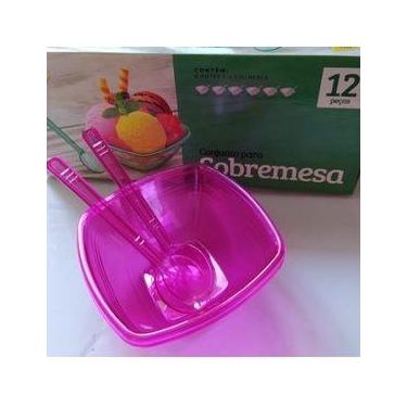 Imagem de Kit Conjunto Acrílico 12 Peças Potes+Colher Sobremesa Jogo Cumbuca - P