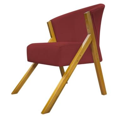 Imagem de Poltrona Decorativa Para Sala Cadeira Reforçada Para Recepção Sala De Espera Consultório You Suede Vermelho Braça Amadeirada
