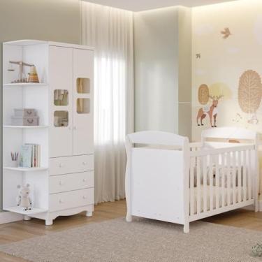 Imagem de Quarto Bebê Completo Berço Americano Marquesa Guarda Roupa Uli 2 Portas C/Prateleiras 100% Mdf