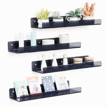 Imagem de Prateleiras de acrílico, pacote com 4 prateleiras flutuantes de 39,9 cm para parede, prateleiras de exibição Funko Pop Lego, estantes de livros infantis, prateleira suspensa para banheiro, quarto,