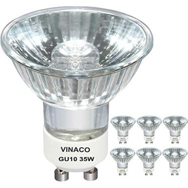 Imagem de Vinaco Lâmpadas Halógenas Gu10 de 35 W, 6 Unidades Gu10 + C 120 V 35 W Lâmpadas Halógenas com Tampa de Vidro, Gu10 Regulável, Lâmpada Mr16 Gu10 de Alta Eficiência para Lâmpadas de Trilhos, Lâmpadas de