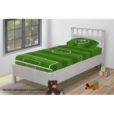 Imagem de Jogo De Lençol Solteiro 3 Peças Conjunto Futebol Campo e Bola de Futeb