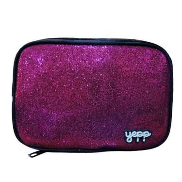 Imagem de Estojo Escolar Feminino Retangular Glitter Yepp MB13064-E, Fucsia