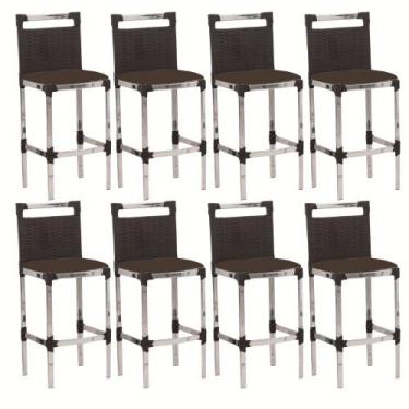 Imagem de Kit 8 Banquetas Vigor Alta Alumínio Fibra Varanda Área - Panero Móveis