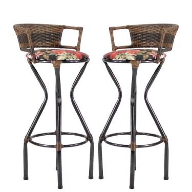 Imagem de 2 Banquetas para Balcão com Assento Estofado Charme em Ferro  - Coage 