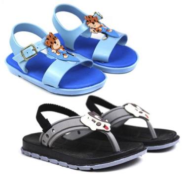 Imagem de Kit de 2 Pares de Sandália Infantil Masculina Confortável para Meninos