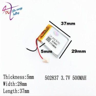 Imagem de Bateria Fone Rastreador Mp3 3,7v 500mah 5mm X 28mm X 37mm - KMIG