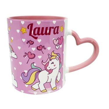 Imagem de Caneca Alça coração Rosa Personalizada Unicórnio - GMH Prod. Serv. e R