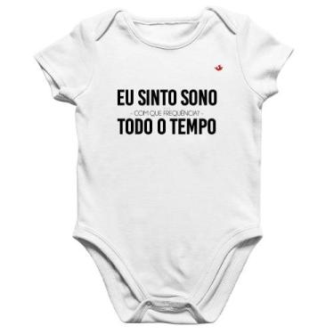 Imagem de Body Bebê Algodão Eu sinto sono, todo o tempo - Foca na Moda, Branco, 