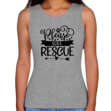Imagem de Regata Feminina Please Love Rescue - Foca na Moda, Cinza, P