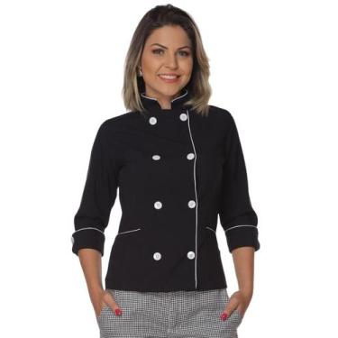 Imagem de Dolmã chef de cozinha feminina manga 3/4 Algodão - Demorgan Uniformes,