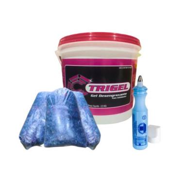 Imagem de Estopa Azul Mista 2kg, Gel Desegraxante Rosa & Marcador Industrial - T