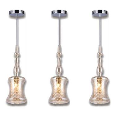 Imagem de Kit 3x Pendente Lustre Cristal Lavabo Cabeceira Bancada G9 M140 - Led+