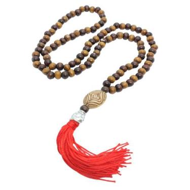 Imagem de Japamala 108 Contas Madeira Marrom Misto Mantra Energia Espiritual Rel