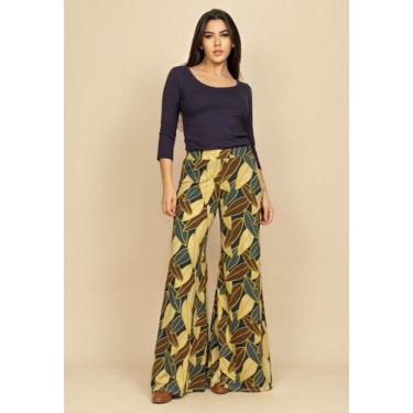 Imagem de Calça Pantalona Granja Malha Estampa Folhas de Outono - Amazonia Vital